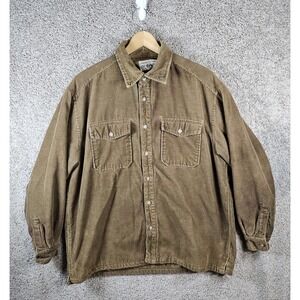 Vtg 90s Gap Heavy Shirt Men Large Corduroy Quilted Lined Button Up Shacket Brown